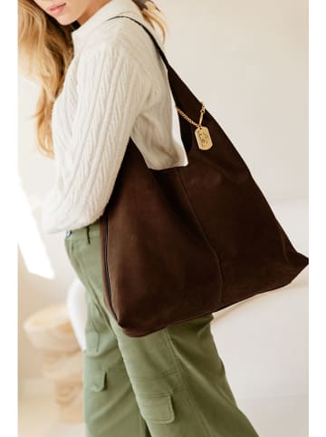 Leder-Schultertasche "Darizita" in Braun - (B)45 x (H)58 x (T)5 cm