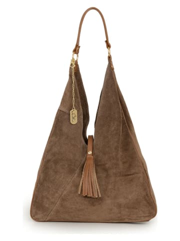 Leren schoudertas "Ludinia" bruin - (B)40 x (H)28 x (D)10 cm