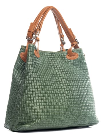 Skórzana torebka "Fosdinovo" w kolorze zielonym - 37 x 15 x 45 cm