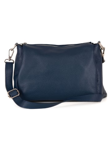 Leder-Umhängetasche "Melfi" in Dunkelblau - (B)26 x (H)19 x (T)9 cm