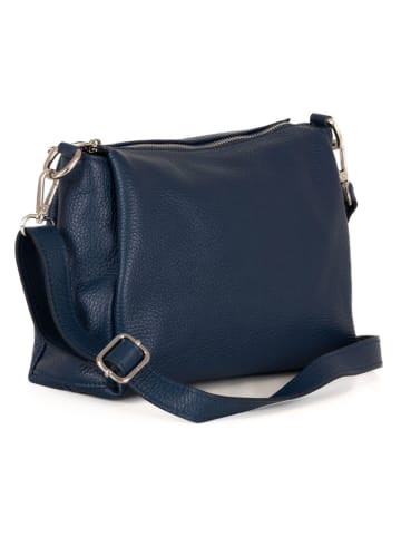 Leren schoudertas "Melfi" donkerblauw - (B)26 x (H)19 x (D)9 cm