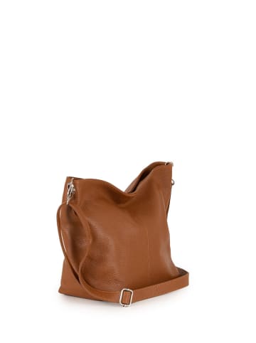 Leren schoudertas "Trapani" lichtbruin - (B)33 x (H)25 x (D)14 cm