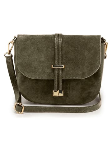 Leder-Umhängetasche "Varallo" in Khaki - (B)21 x (H)18 x (T)8 cm