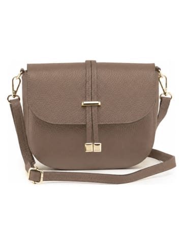 Leder-Umhängetasche "Avezzano" in Taupe - (B)21 x (H)18 x (T)8 cm