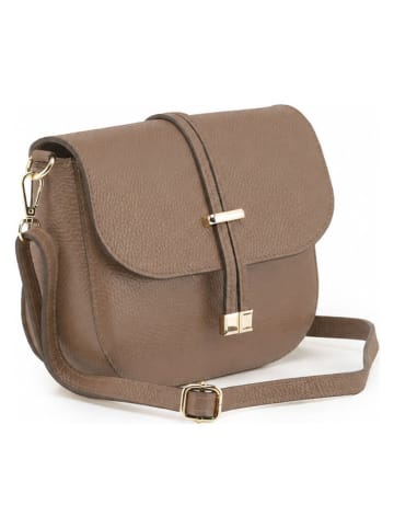 Leren schoudertas "Avezzano" taupe - (B)21 x (H)18 x (D)8 cm