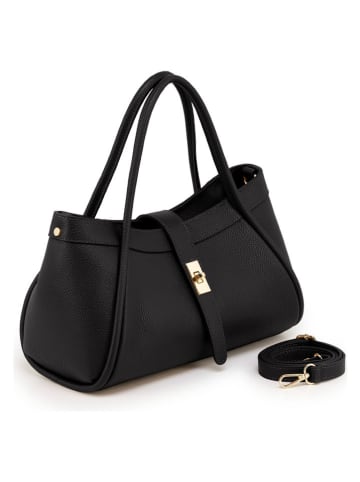Leder-Henkeltasche "Pidia" in Schwarz - (B)36 x (H)20 x (T)15 cm