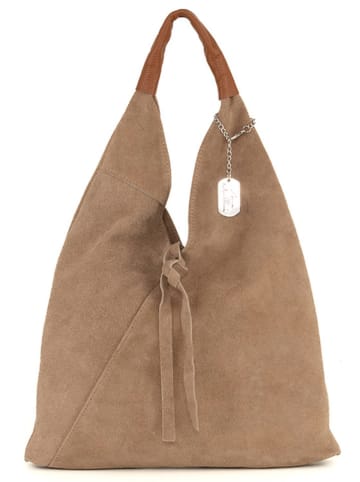 Leren shopper "Eleonora" taupe - (B)40 x (H)31 x (D)2 cm