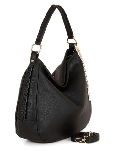 Leder-Henkeltasche "Sylvana" in Schwarz - (B)33 x (H)30 x (T)11 cm