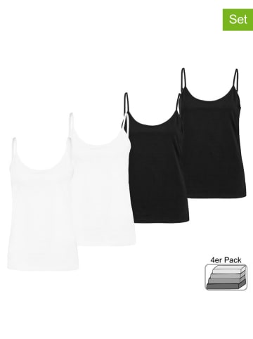 4er-Set: Tops in Weiß/ Schwarz