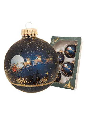 Christbaumkugeln in Dunkelblau/ Gold - 4 Stück