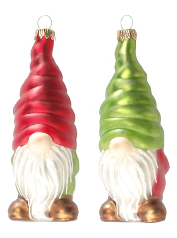 Christbaumornamente "Gnome" in Grün/ Rot - 2 Stück