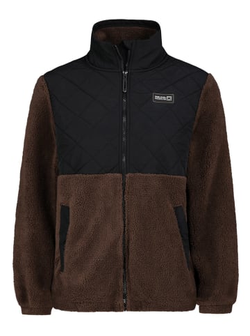 Fleecejacke in Dunkelbraun/ Schwarz