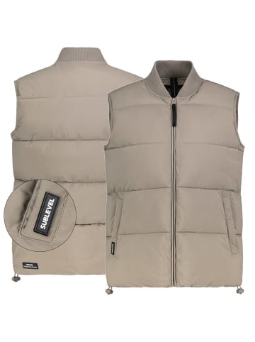 Doorgestikte bodywarmer taupe
