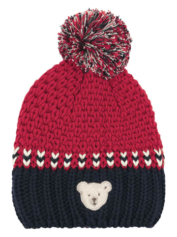 Strickmütze in Rot/ Schwarz