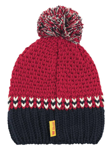 Strickmütze in Rot/ Schwarz
