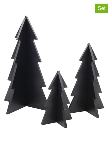 Figurki dekoracyjne (3 szt.) "Fir Trees" w kolorze czarnym