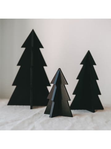 Figurki dekoracyjne (3 szt.) "Fir Trees" w kolorze czarnym