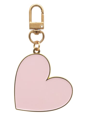 Brelok "Heart" w kolorze złoto-jasnoróżowym - dł. 6,8 cm