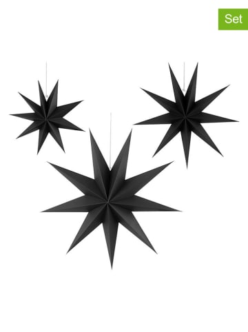 3er-Set: Papiersterne in Schwarz