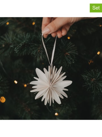 Zawieszki papierowe (3 szt.) "Snowflake" w kolorze kremowym - Ø 8 cm