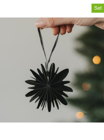 Zawieszki papierowe (3 szt.) "Snowflake" w kolorze czarnym - Ø 8 cm