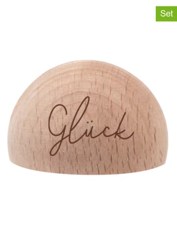 2er-Set: Kartenständer "Glück" in Natur - (B)4 x (H)2,5 cm