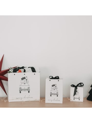 2er-Set: Geschenktüten "Small Christmas Car" in Weiß - (B)15 x (H)21 cm