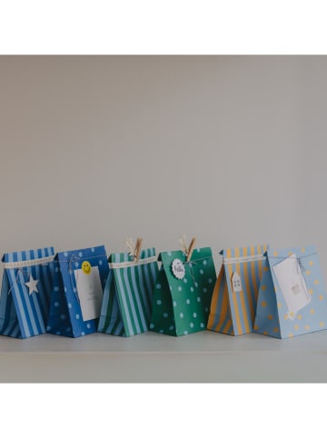 6er-Set: Papiertüten in Blau/ Türkis - (B)21 x (H)27 x (T)11 cm