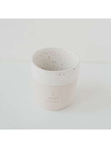Kubek "Hello New Day" w kolorze biało-beżowym - 350 ml