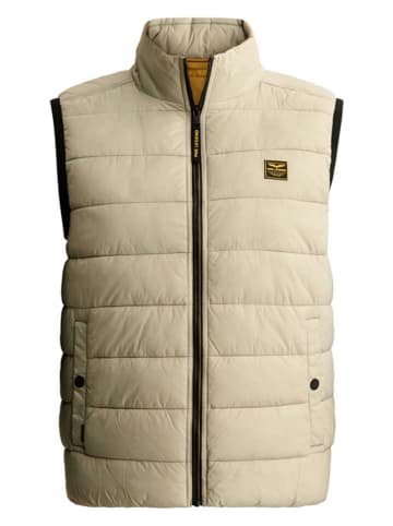 Doorgestikte bodywarmer beige