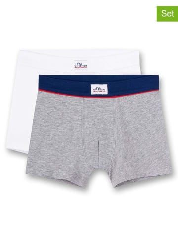 2er-Set: Boxershorts in Grau/ Weiß