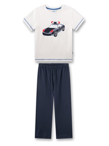 Pyjama in Weiß/ Dunkelblau