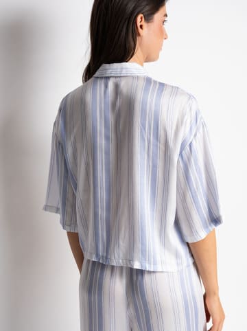 Pyjama-Oberteil "Chloe" in Weiß/ Hellblau