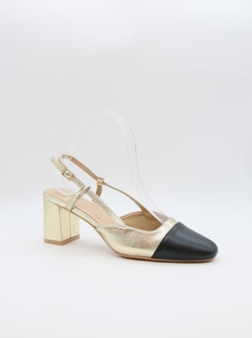 Slingpumps in Gold/ Schwarz