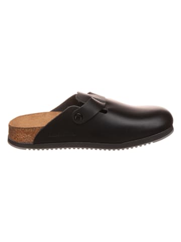 Leder-Clogs "Boston" in Schwarz - Weite S
