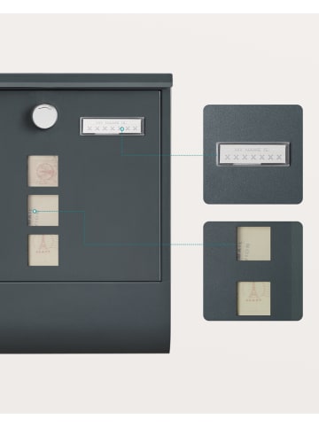 Briefkasten in Grau - (B)30,8 x (H)33,8 x (T)10 cm