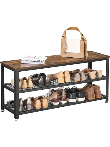 Schuhregal in Schwarz/ Hellbraun - (B)100 x (H)45 x (T)30 cm
