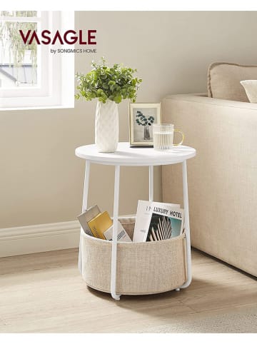 Beistelltisch in Weiß/ Beige - (H)45 x Ø 50 cm