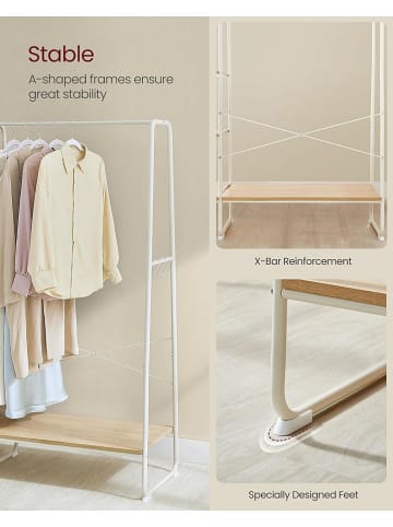 Kledingrek wit/beige - (B)120 x (H)160 x (D)45 cm
