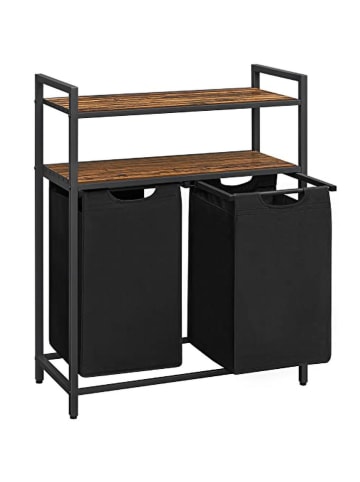 Wäschekorb in Schwarz/ Braun - (B)73 x (H)91 x (T)33 cm