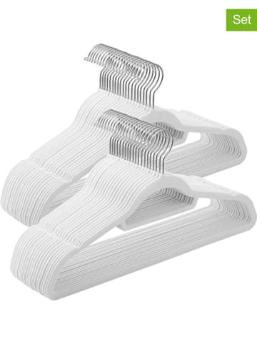 50-delige set: kledinghangers wit/zilverkleurig - (B)43,5 x (H)22,5 cm