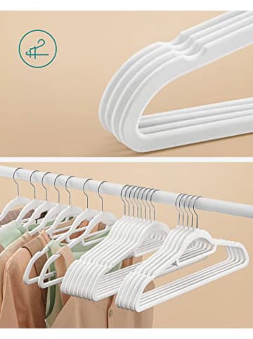 50-delige set: kledinghangers wit/zilverkleurig - (B)43,5 x (H)22,5 cm