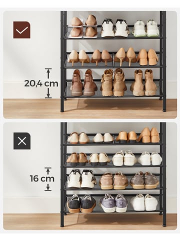 Schuhregal in Braun/ Schwarz - (B)75 x (H)93 x (T)28 cm