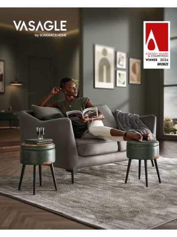 Hocker w kolorze zielonym ze schowkiem - wys. 44,4 x Ø 38,2 cm