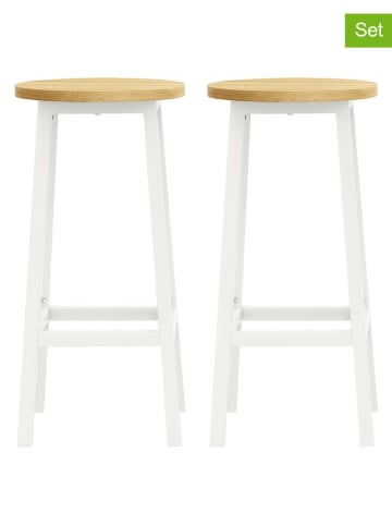Songmics 2er-Set: Barstühle in Beige/ Weiß - (H)64 cm