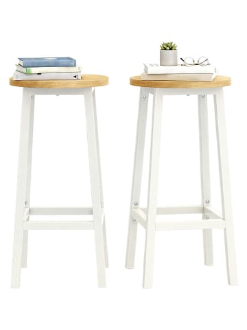 Songmics 2er-Set: Barstühle in Beige/ Weiß - (H)64 cm