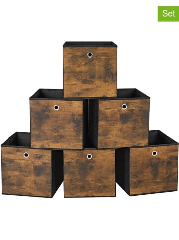 6er-Set: Aufbewahrungsboxen in Hellbraun/ Schwarz - (B)30 x (H)30 x (T)30 cm