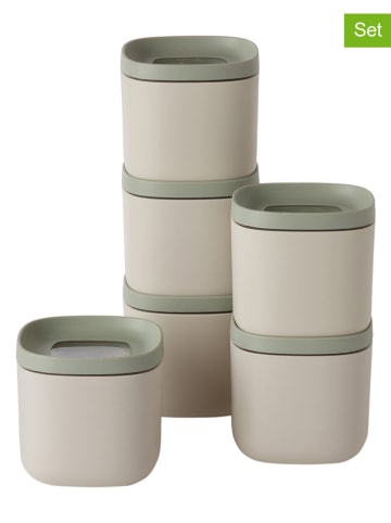6er-Set: Vorratsbehälter in Creme/ Grün - (H)6,9 cm