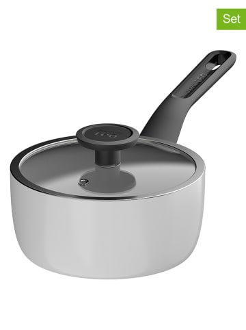 2-delige set: steelpan met deksel lichtgrijs - Ø 18 cm