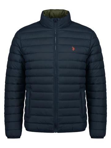 Doorgestikte jas donkerblauw